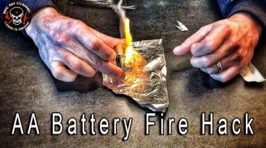 AA Battery Fire Hack - Worst Case Fire Starter