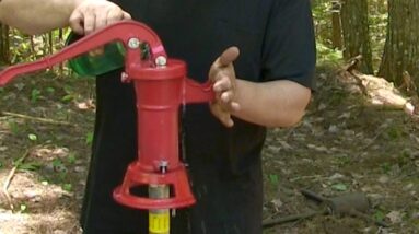 Driving a hand pump well at a remote off grid Wilderness Camp
